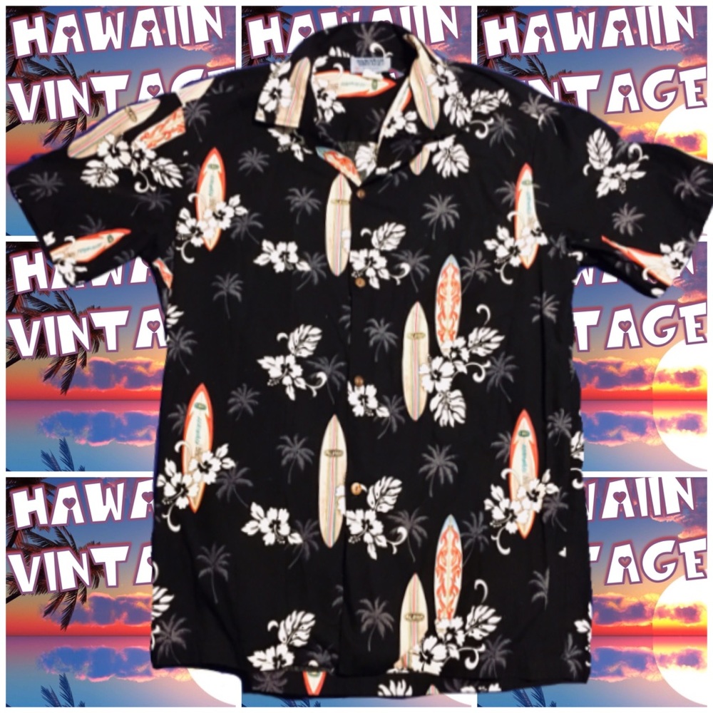HAWAIIN VINTAGE Men’s Medium Black Surfboard Aloha